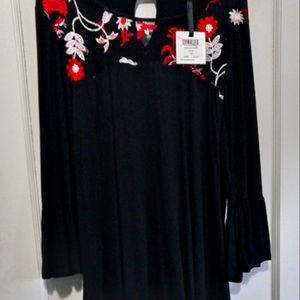 Embroidered black top